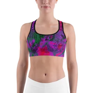 Colorful with Thai Buddhist Tattoos Sports bra