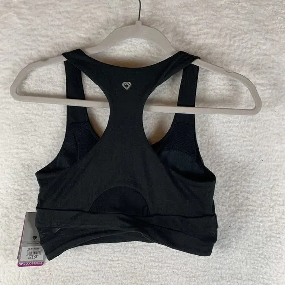 Colosseum Sports Bra Women's Small Black‎ Stretch Racerback Scoop Neck 6853