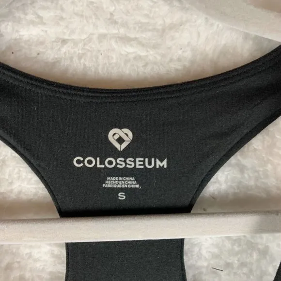 Colosseum Sports Bra Women's Small Black‎ Stretch Racerback Scoop Neck 6853