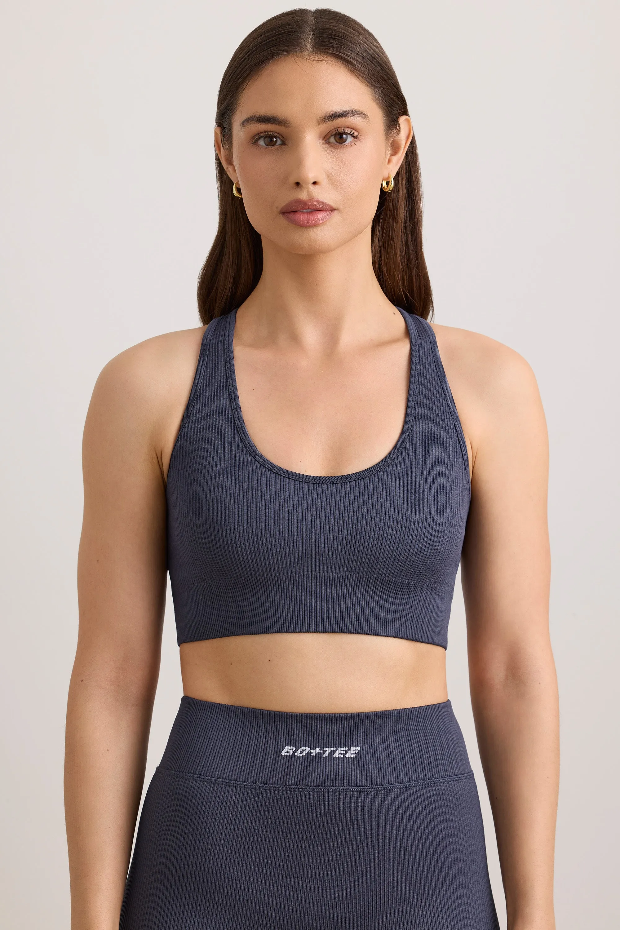 Concentrate - FlexiRib Wide Strap Sports Bra in Slate
