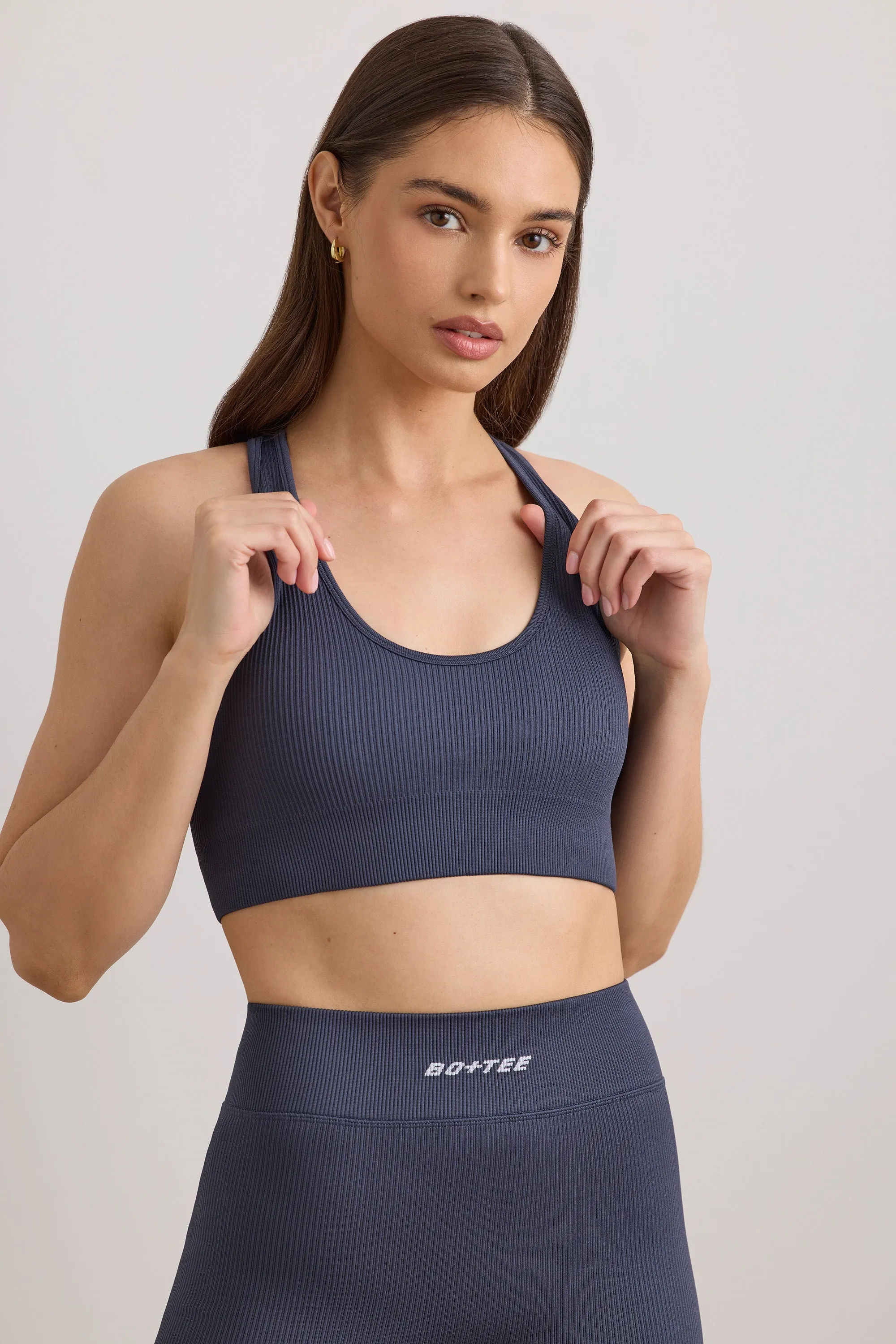 Concentrate - FlexiRib Wide Strap Sports Bra in Slate