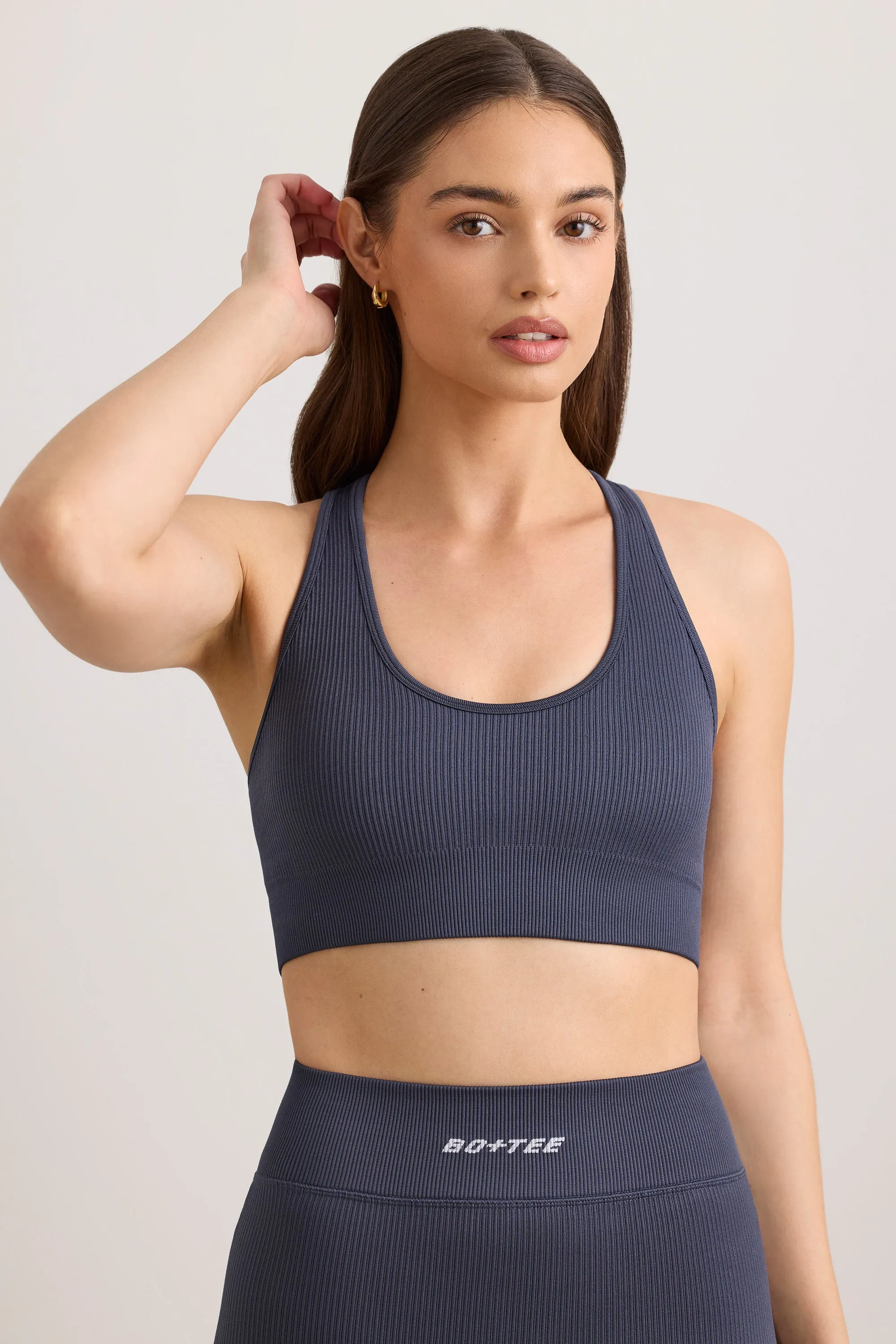 Concentrate - FlexiRib Wide Strap Sports Bra in Slate