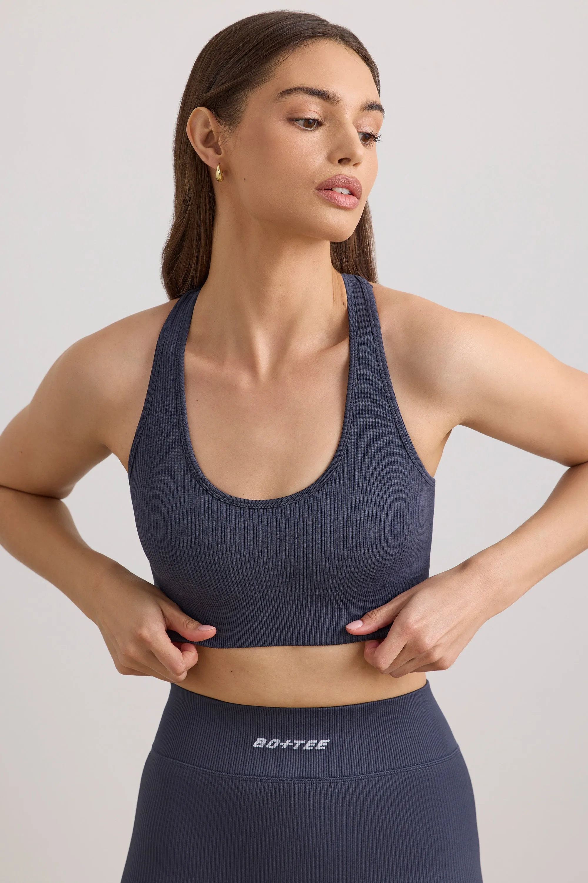 Concentrate - FlexiRib Wide Strap Sports Bra in Slate
