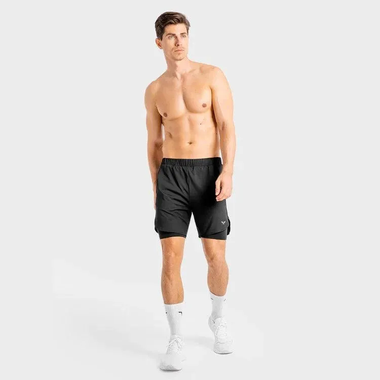 Core Mesh 2 in 1 Stuttbuxur - Svartar