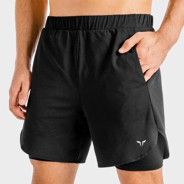 Core Mesh 2 in 1 Stuttbuxur - Svartar