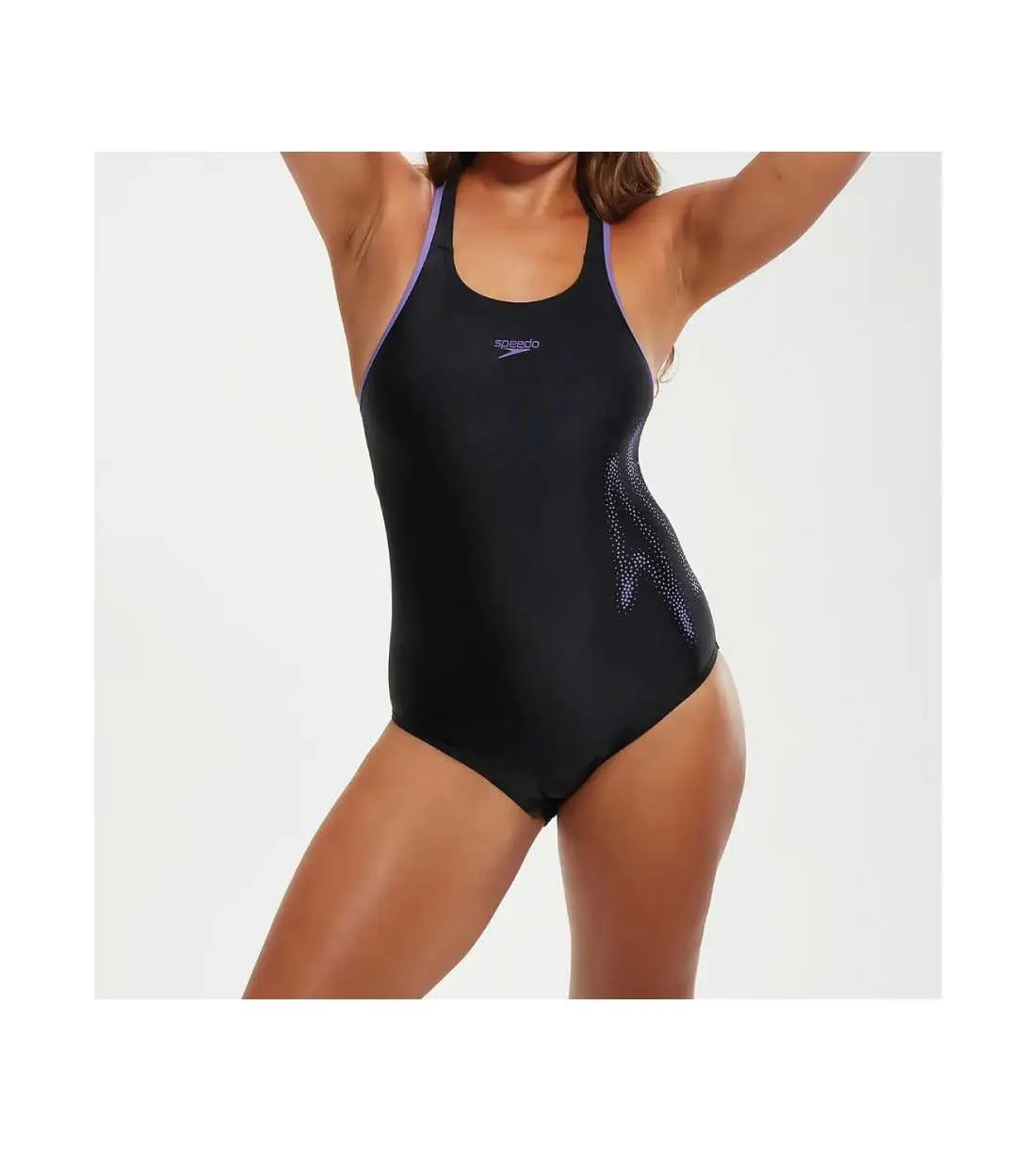 COSTUME DONNA PISCINA SPEEDO NUOTO INTERO NERO LILLA