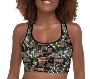 Cowboy Collage Sports Bra