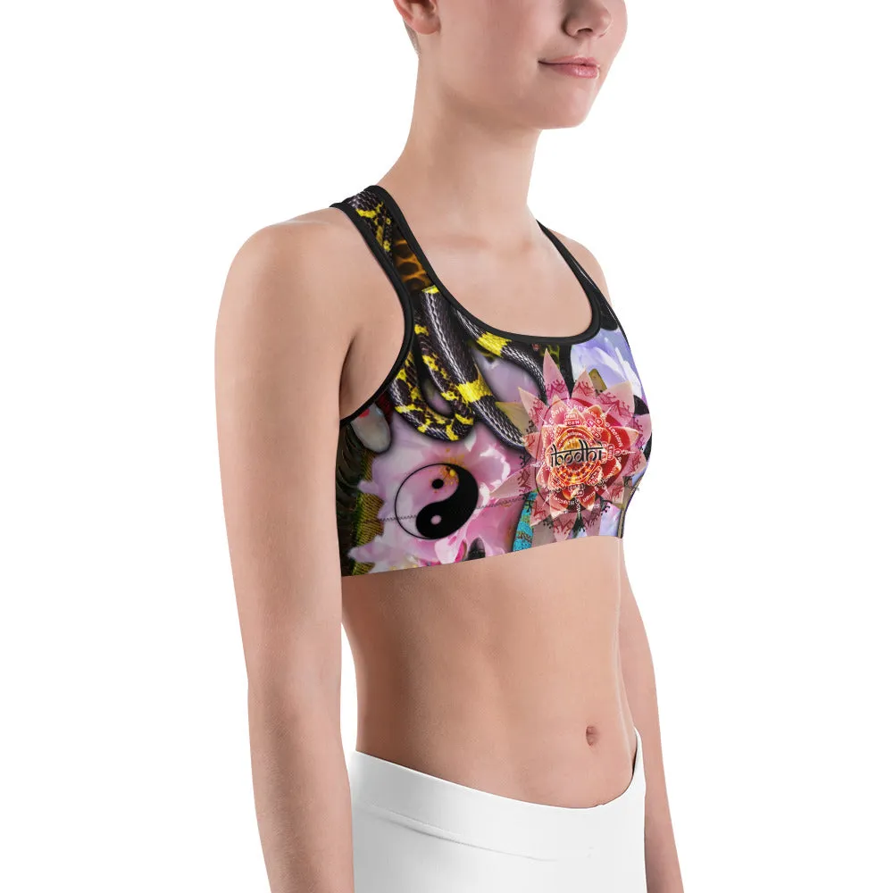 Crawling Creatures With Sacred Geometry Flower Mandala Sports Bra