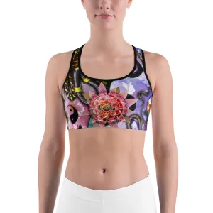 Crawling Creatures With Sacred Geometry Flower Mandala Sports Bra