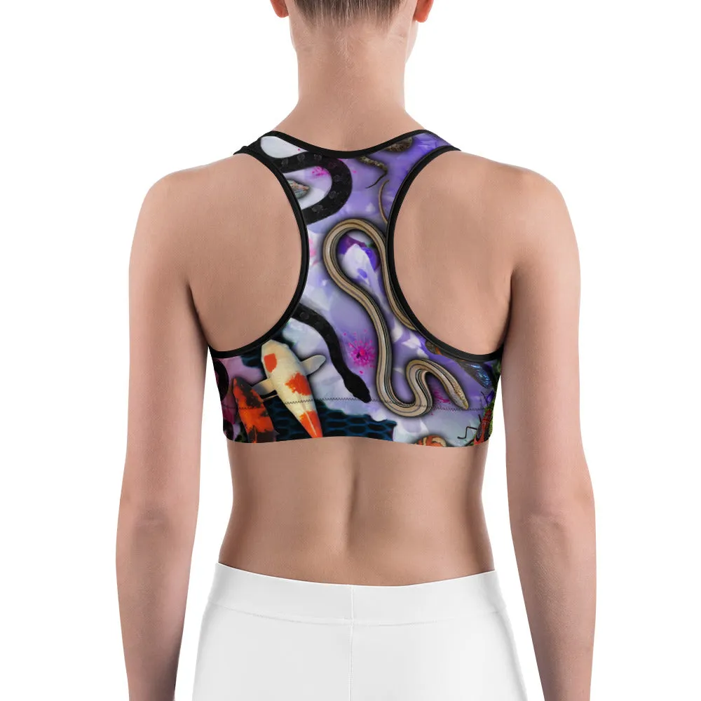 Crawling Creatures With Sacred Geometry Flower Mandala Sports Bra