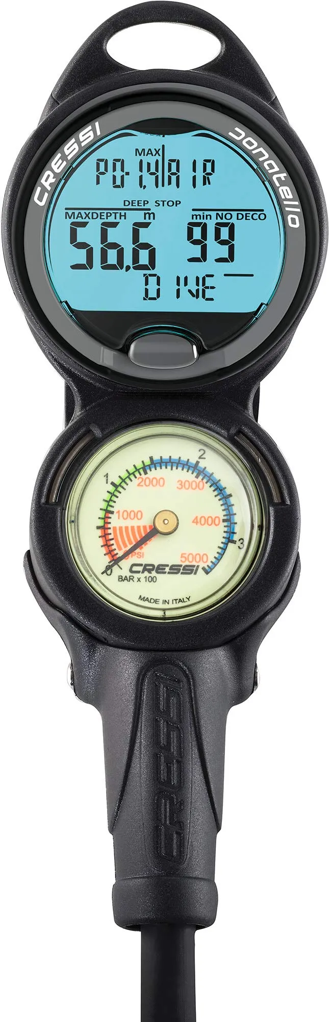 Cressi Scuba Diving Console for Beginners - 4-Dive Modes: Air • Nitrox • Gauge • Free - Long Battery Life - Strong Backlit Display - Console Donatello 2: Made in Italy