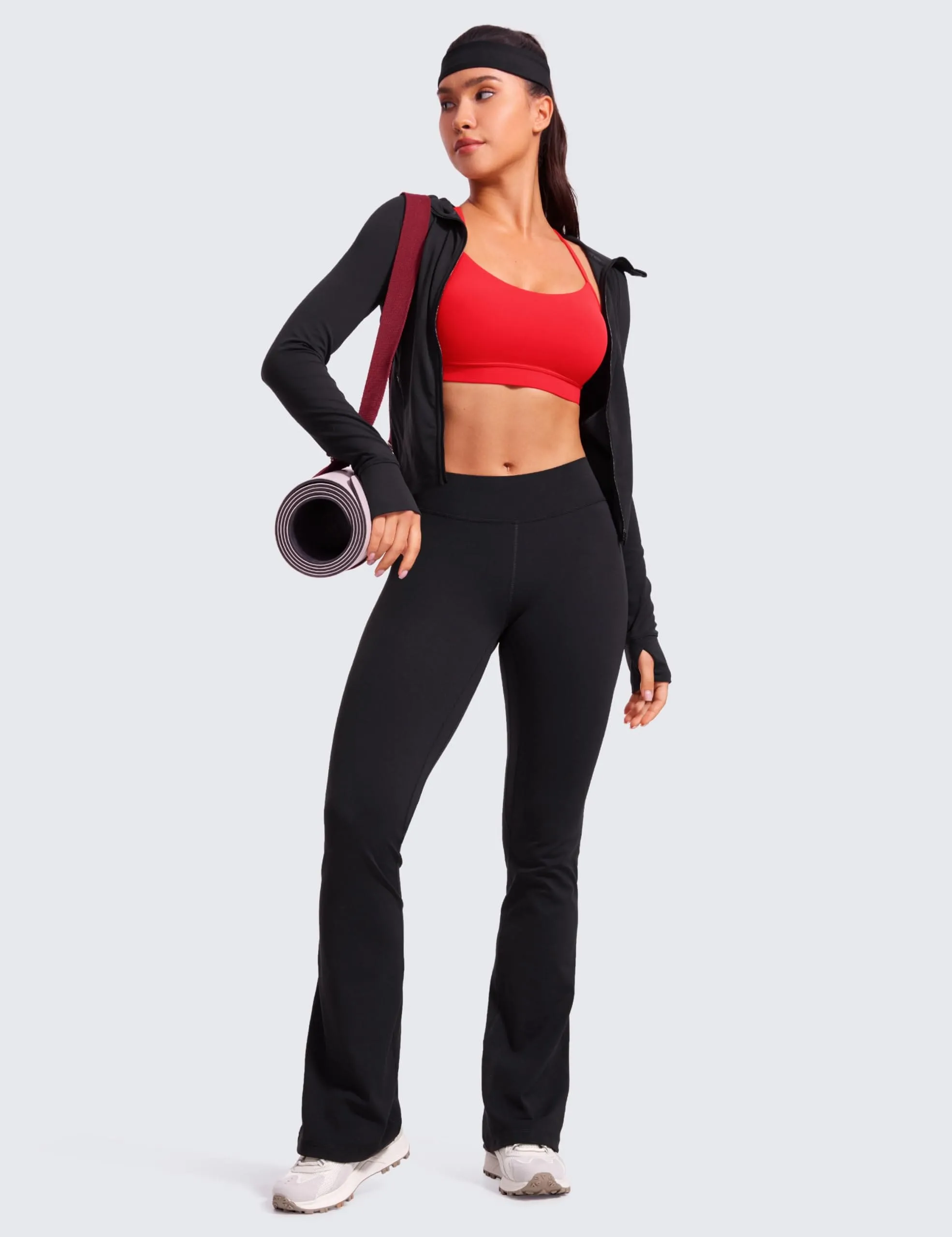 CRZ YOGA Butterluxe Womens Y Back Sports Bra - Padded Racerback Low Impact Spaghetti Thin Strap Workout Yoga Top Deep Red