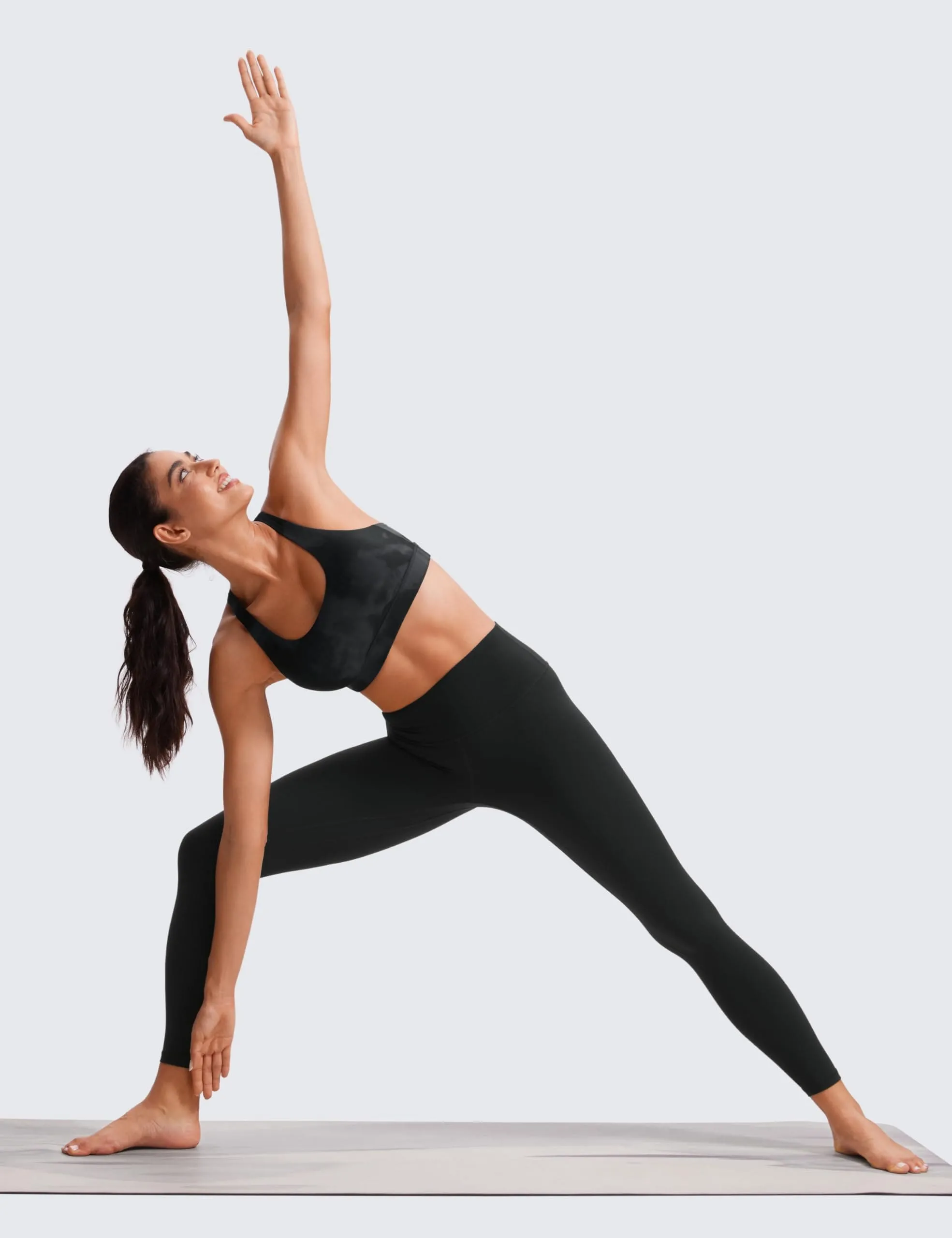 CRZ YOGA Women's Strappy Sports Bras Fitness Workout Padded Yoga Criss Cross Back Cami Black Tie Dye Flowers