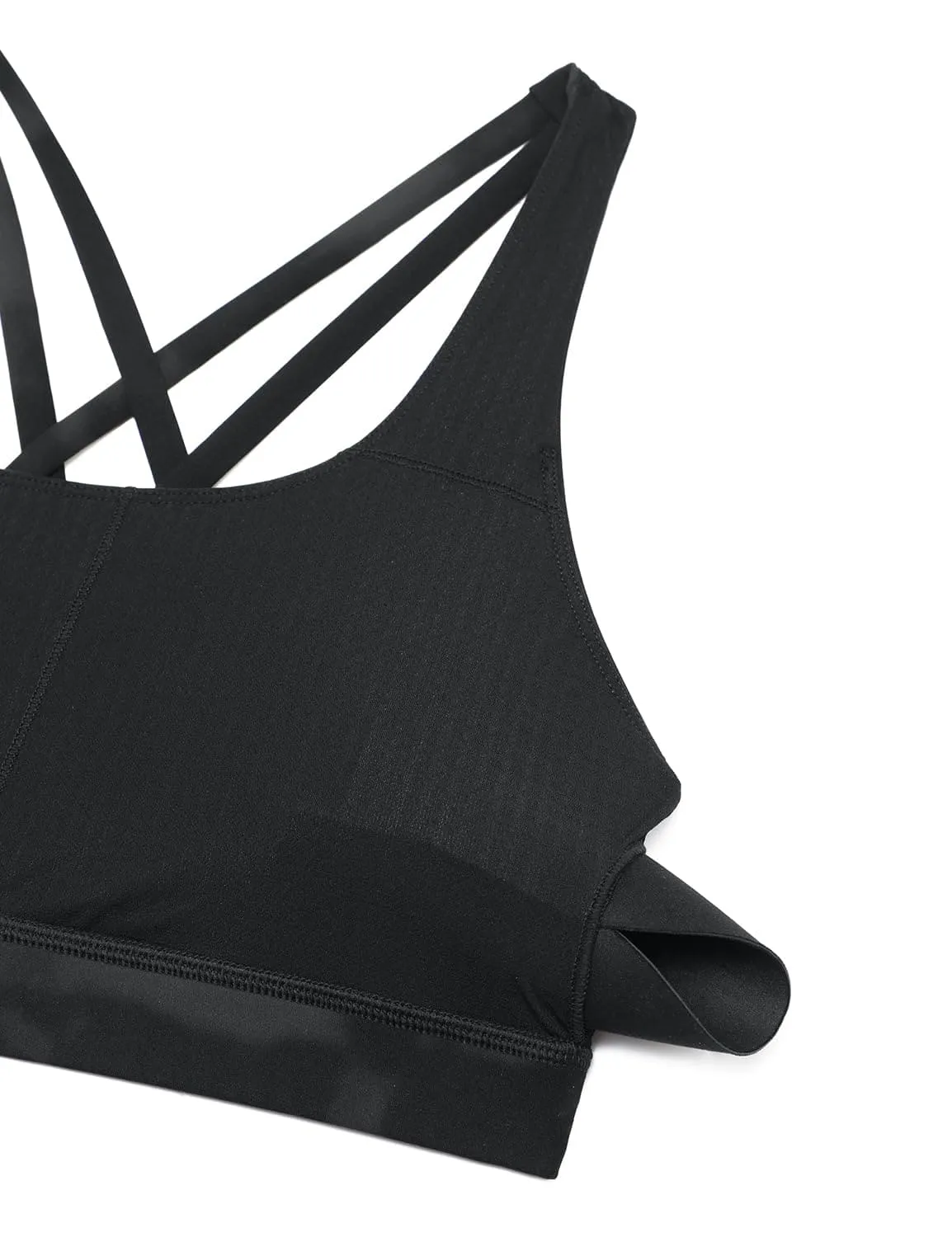 CRZ YOGA Women's Strappy Sports Bras Fitness Workout Padded Yoga Criss Cross Back Cami Black Tie Dye Flowers