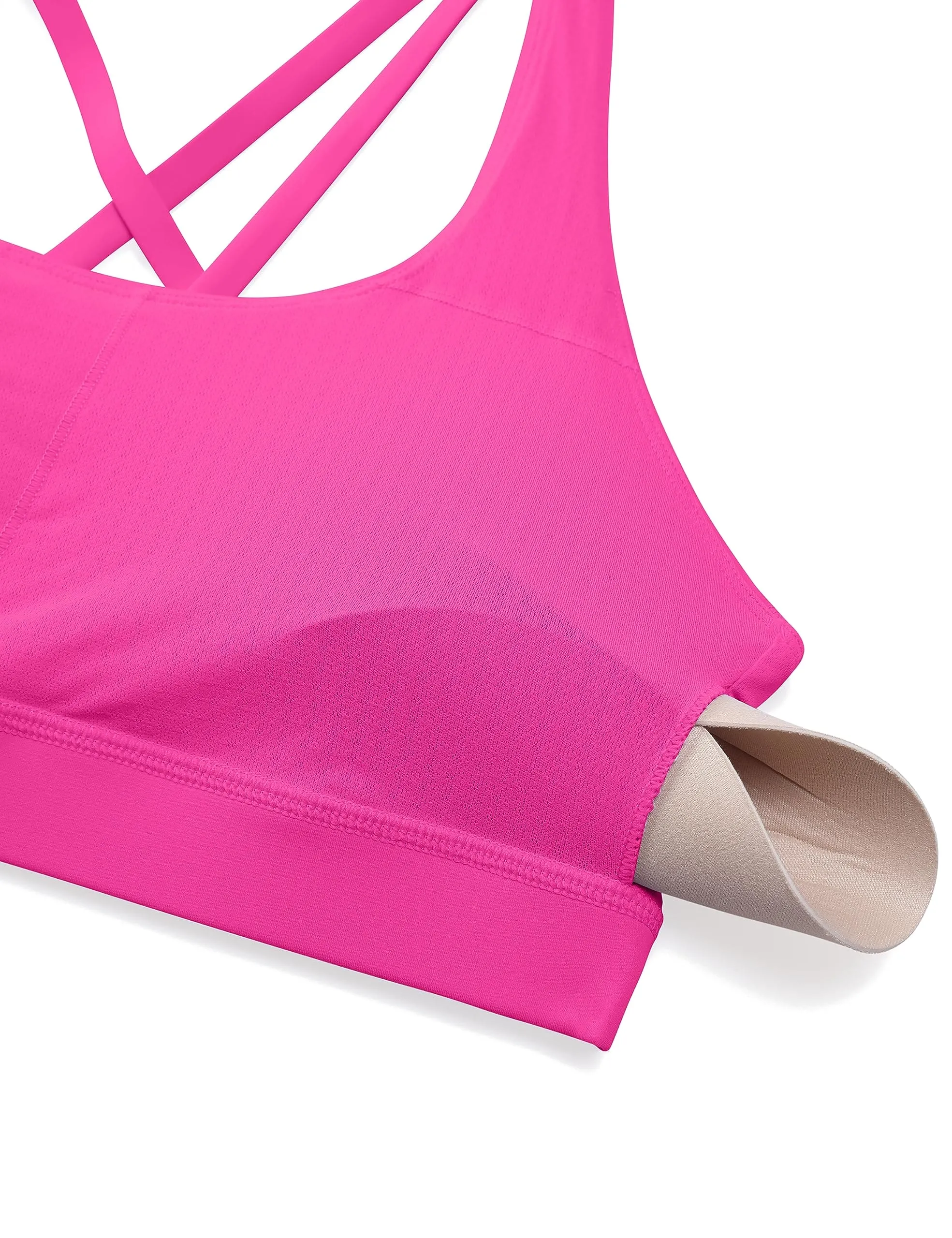 CRZ YOGA Women's Strappy Sports Bras Fitness Workout Padded Yoga Criss Cross Back Cami Hibiscus Purple