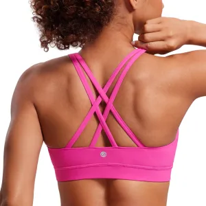 CRZ YOGA Women's Strappy Sports Bras Fitness Workout Padded Yoga Criss Cross Back Cami Hibiscus Purple