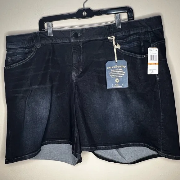 Democracy Jean Shorts Womens 24W Blue Cotton Blend Ab Technology Stretch