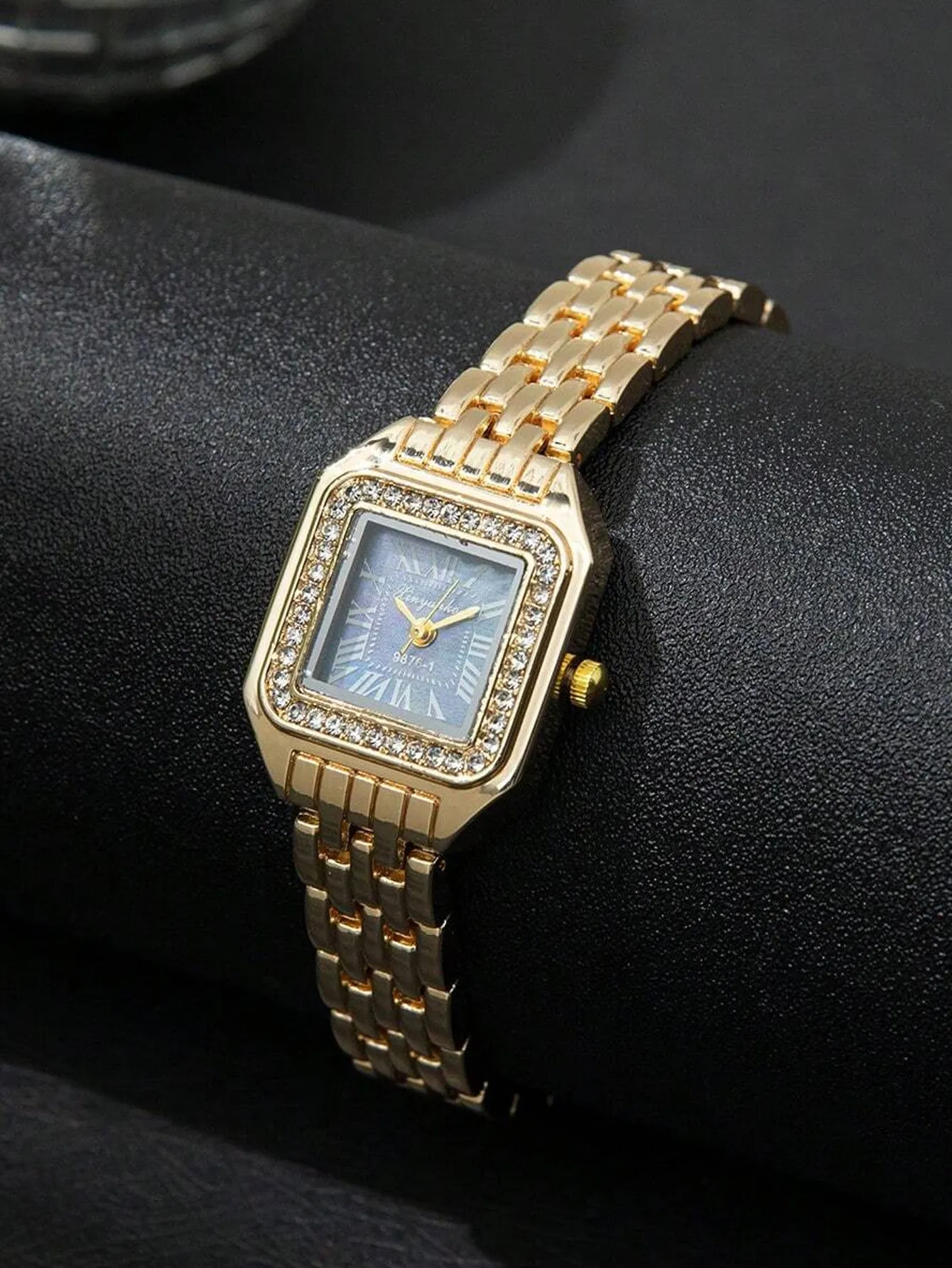 Diamonds Decor Square Watch With Steel Strap