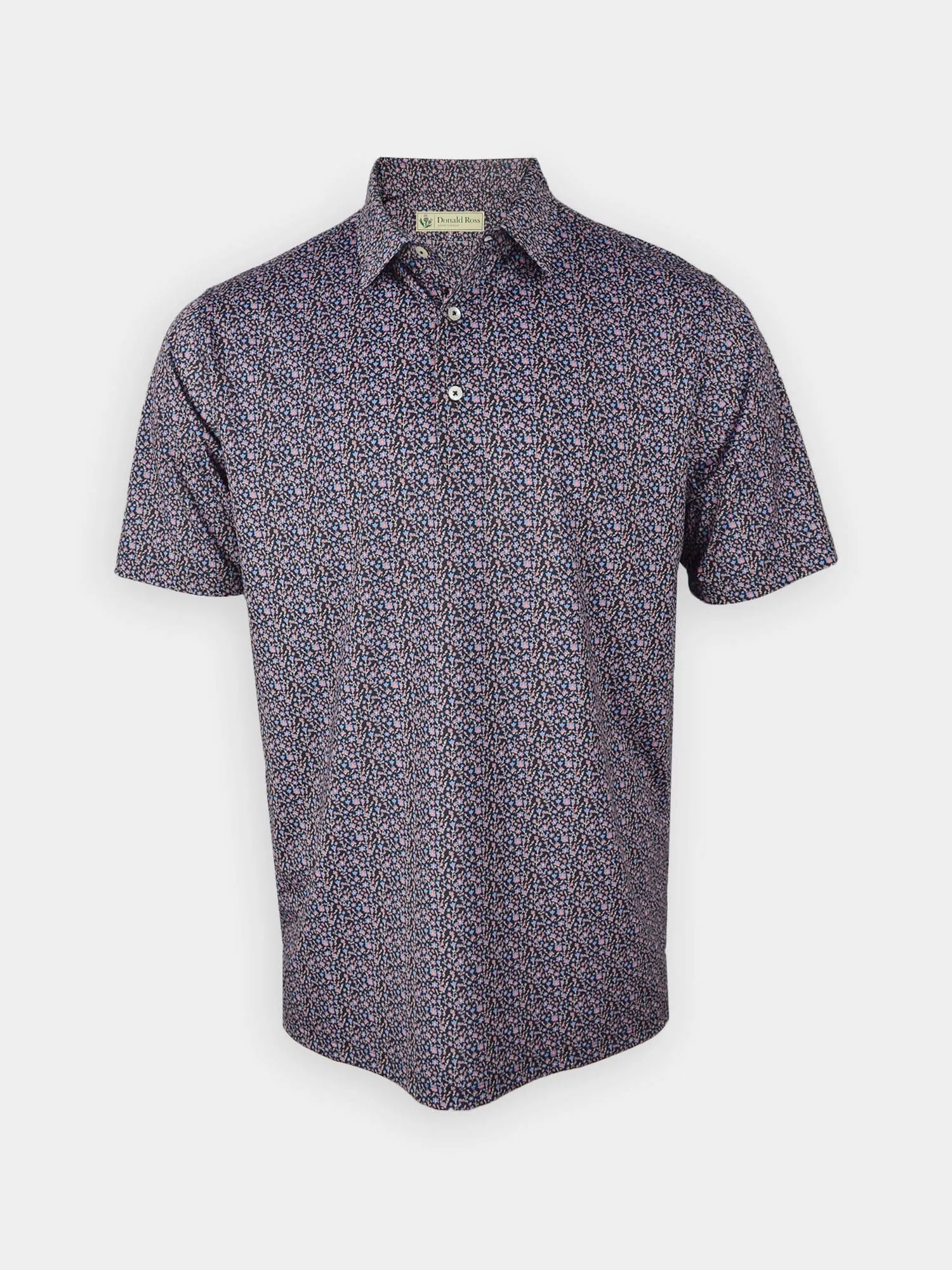 Donald Ross Mens Classic Fit Apple Tree Jersey Polo - BLACK MULTI