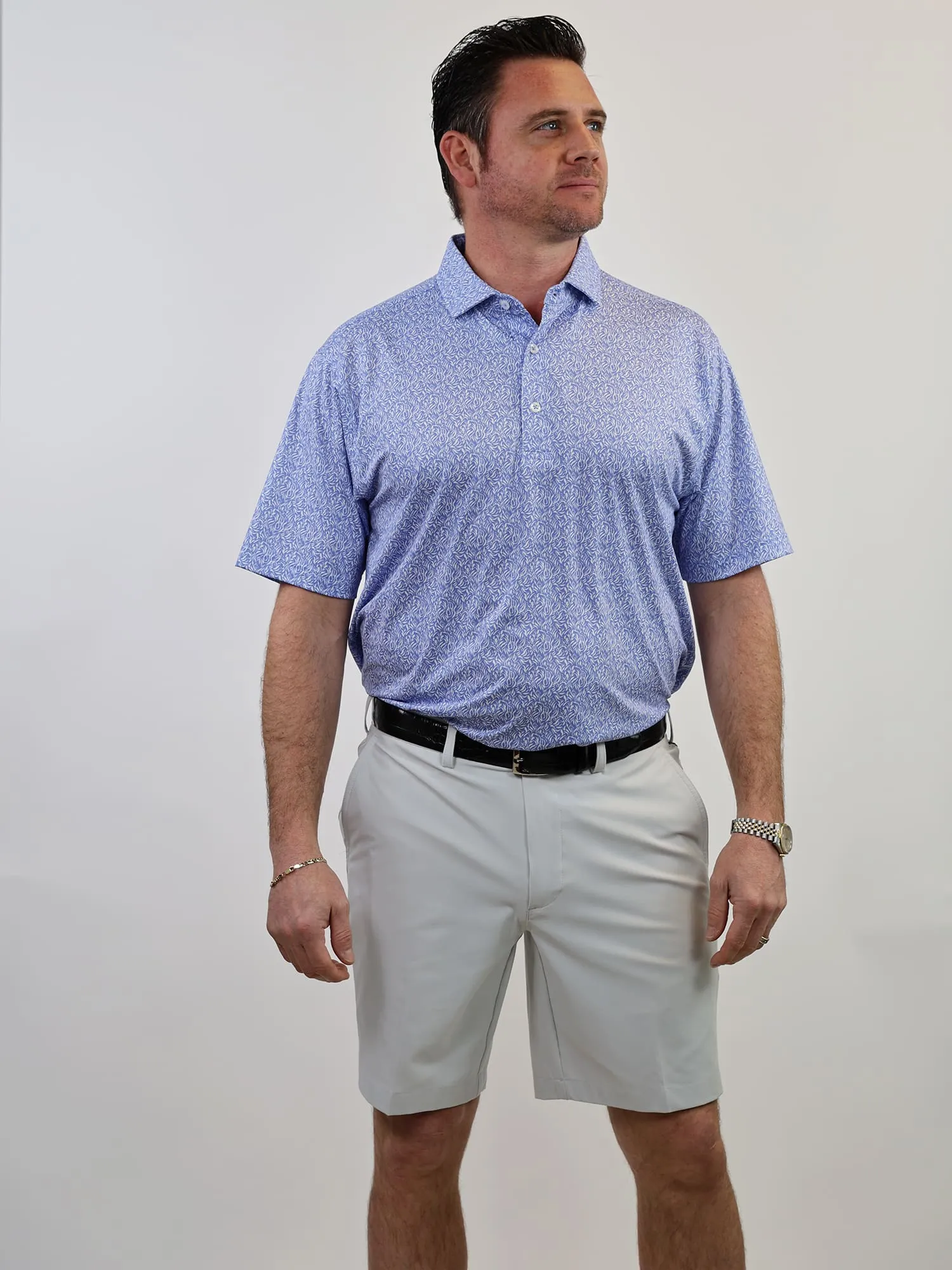 Donald Ross Mens Classic Fit ATLANTA Polo - JUNIPER / WHITE
