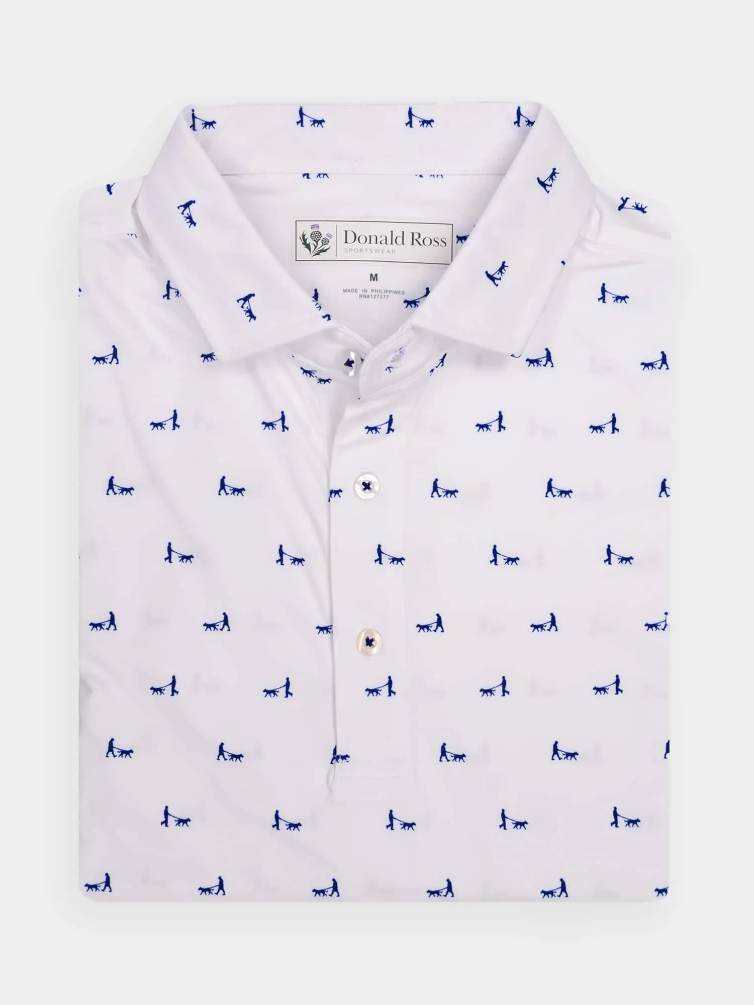 Donald Ross Mens Classic Fit CHICAGO Polo - WHITE / NAVY