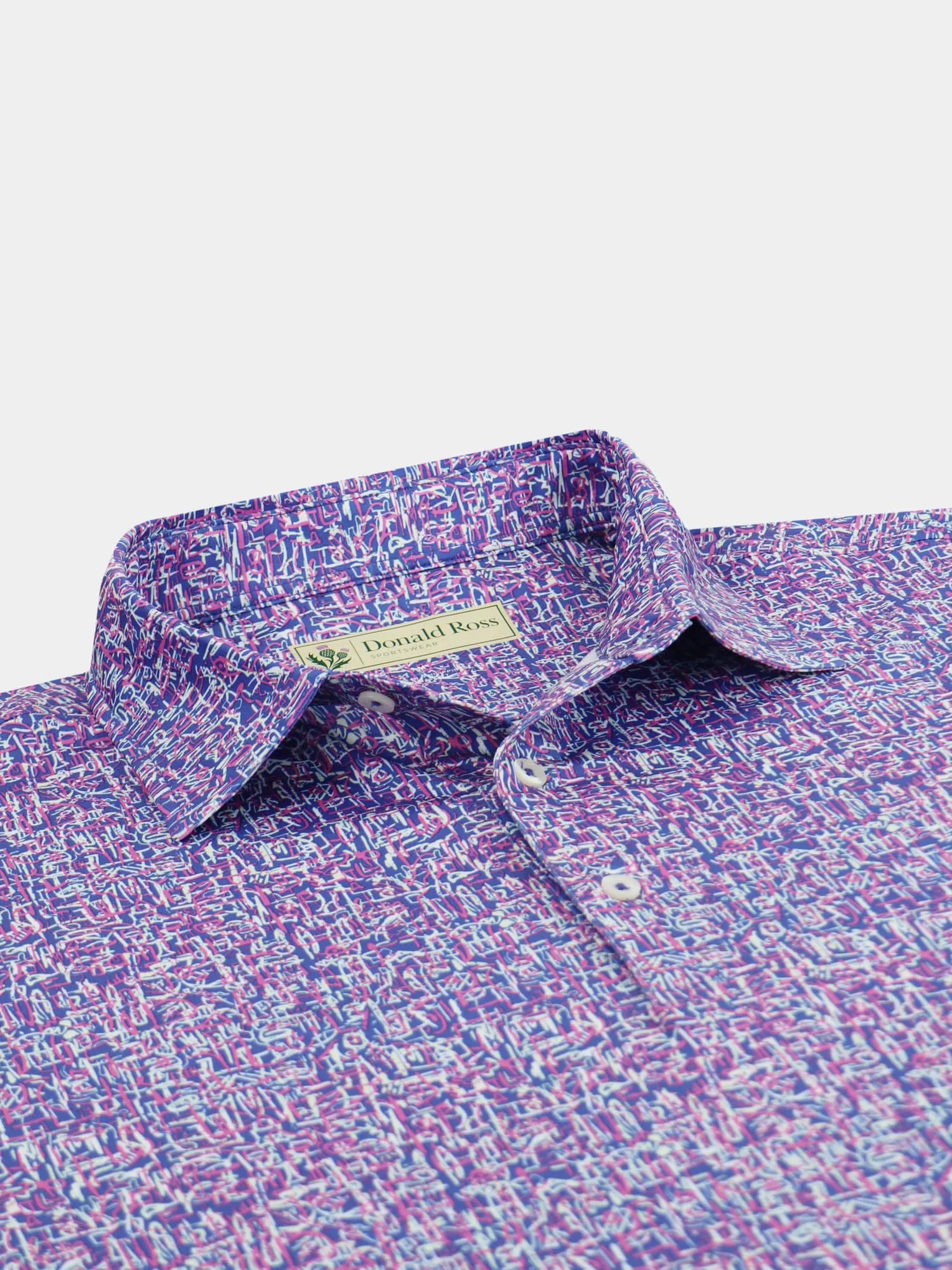 Donald Ross Mens Classic Fit Doodles Print Polo - LAPIS MULTI