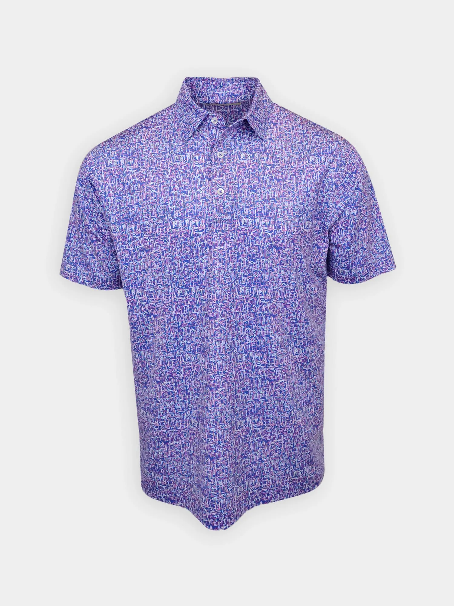 Donald Ross Mens Classic Fit Doodles Print Polo - LAPIS MULTI