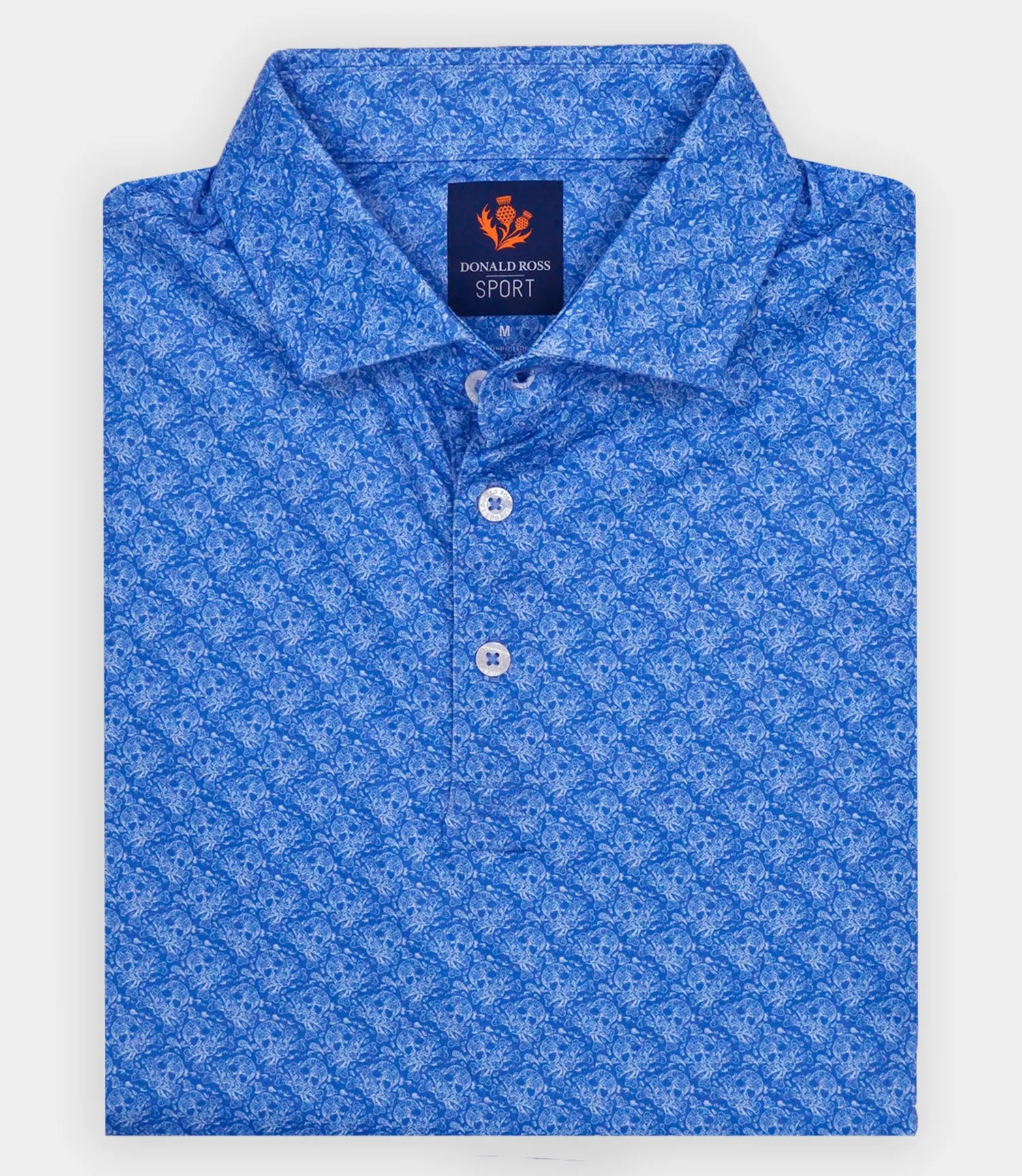Donald Ross Mens Sport Fit SIDNEY SKULL Print  Polo - ULTARMARINE / WHITE