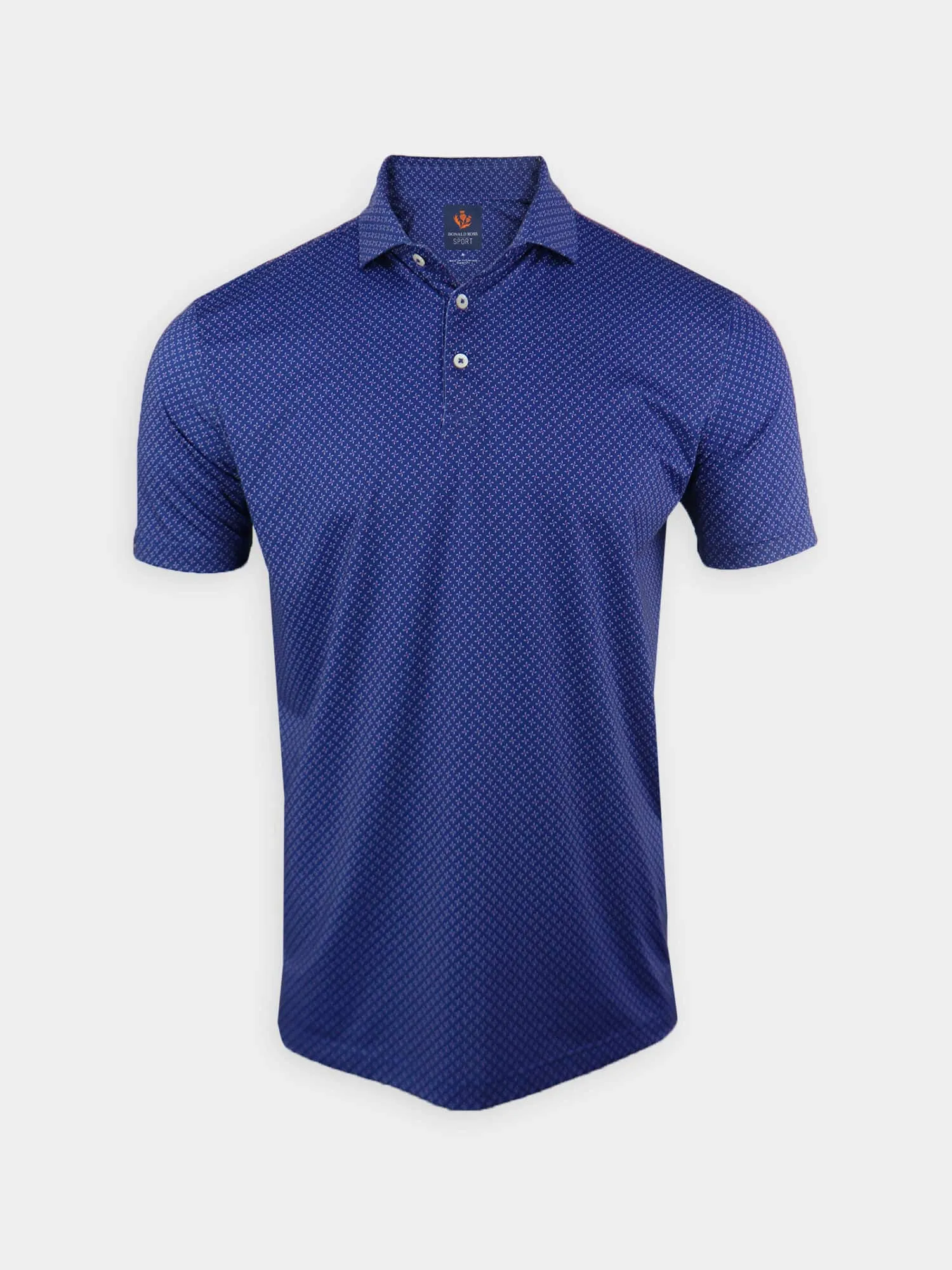 Donald Ross Mens Sport Fit William Pinwheel Print Polo - NAVY / WHITE / CARNATION