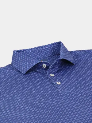 Donald Ross Mens Sport Fit William Pinwheel Print Polo - NAVY / WHITE / CARNATION