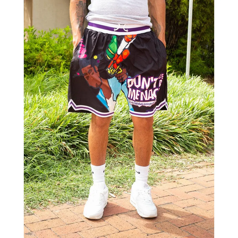 DONT BE A MENACE BLACK BASKETBALL SHORTS