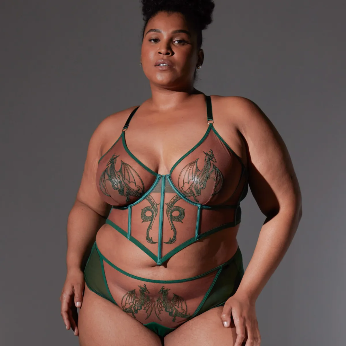 Dracona Bodice - Emerald - Available in Multiple Nudes