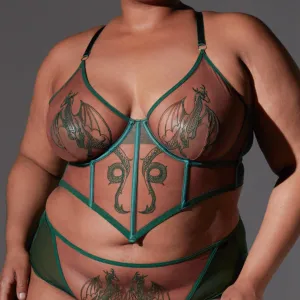 Dracona Bodice - Emerald - Available in Multiple Nudes