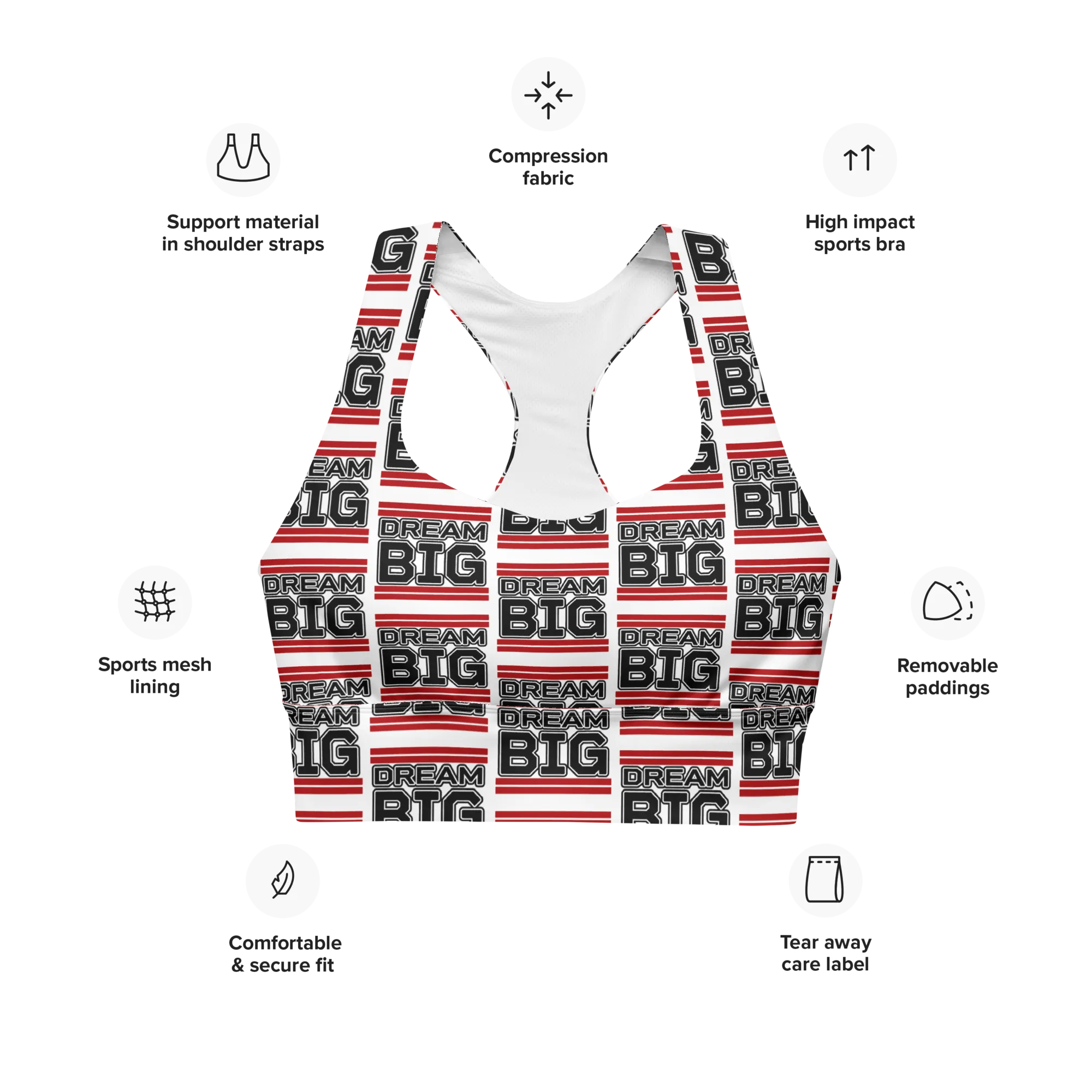 Dream Big Classic Sports Bra (red)