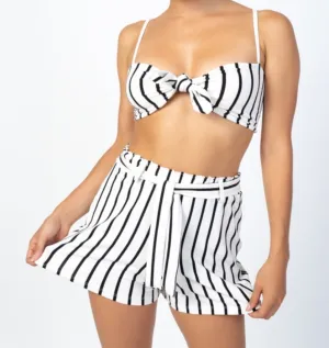 Dressed To The Lines Tie Top Short Set