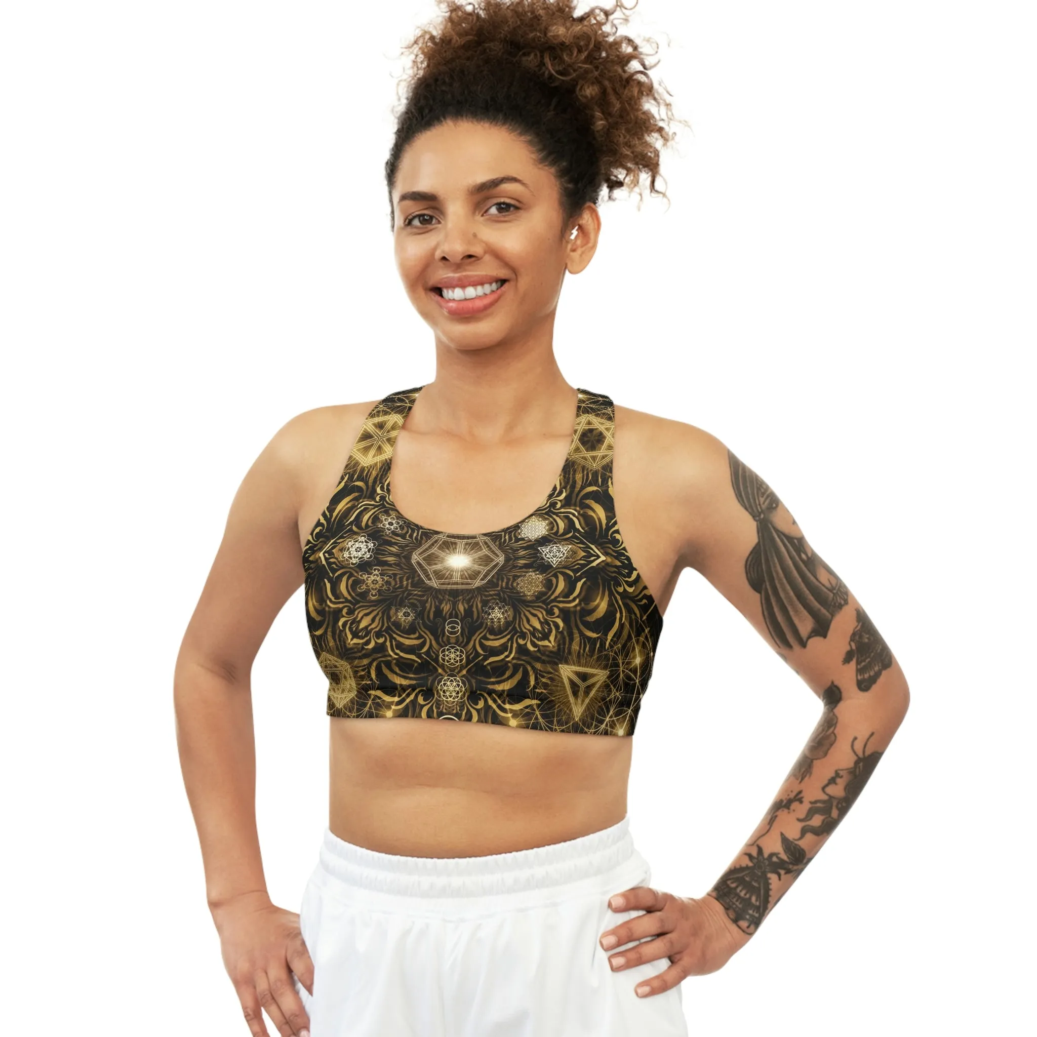 Elements Gold Sublimation Sports Bra - Yantrat Design