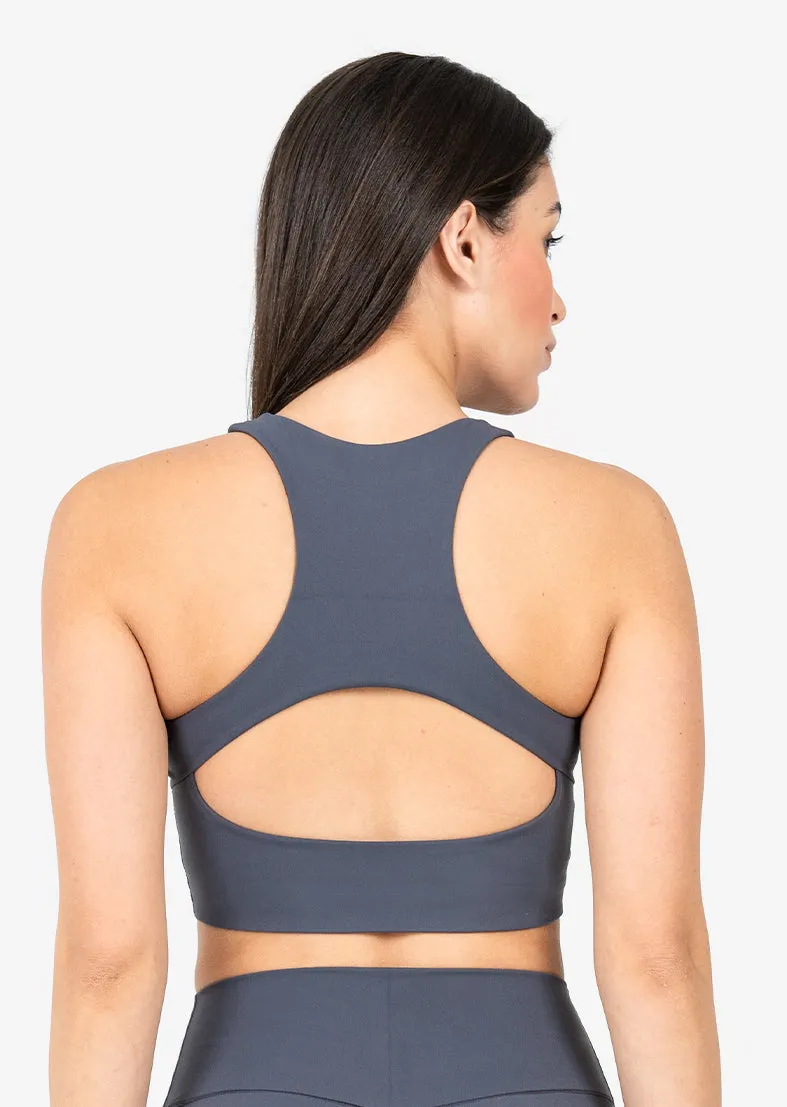 Elevate Life High Low Bra Graphite