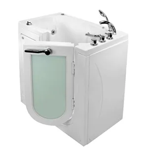 Ella's Bubbles OA2645HH-R Mobile Hydro Massage Acrylic Walk-In Bathtub with Heated Sea, Right Outward Swing Door, Thermostatic Faucet, 2" Dual Drain, White