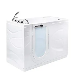 Ella's Bubbles OAZ3052DH-L Ella Zen 30"x 52" Air and Hydro Massage with Heated Seat Acrylic Walk-In Bathtub, Left Outward Swing Door, Dual 2" Drains, White