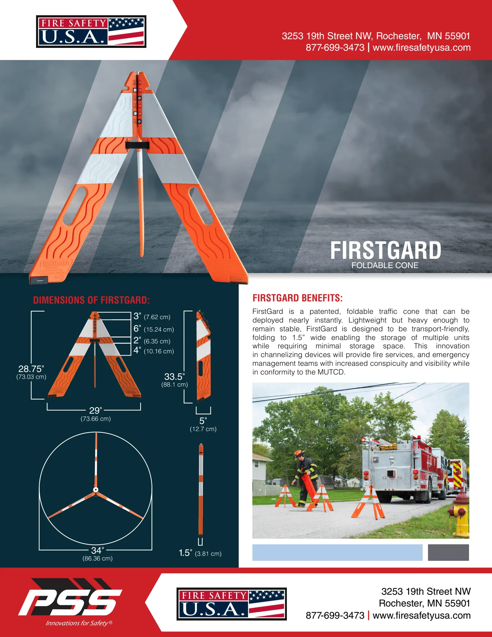 FIRSTGARD Foldable Safety Cones - Pack of 5