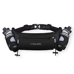 Fitletic Hydra 16 Trail Hydration Belt ‚ Small/Medium, Black | Patented No Bounce Technology for Marathon, Triathlon, Ironman, Trail, 5K, 10K | Running Belt | Race Belt | HD08-C1S