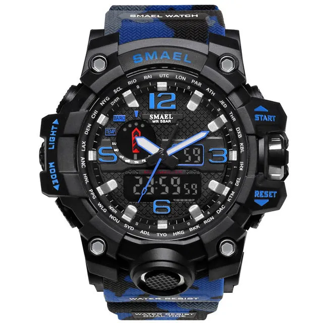 Flashy Trends Waterproof Men's Military Wrist Watch 50m LED Quartz Clock Sport 1545 S Shock available in 16 Colors