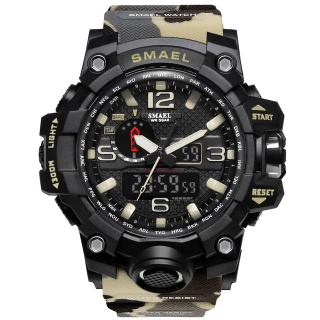 Flashy Trends Waterproof Men's Military Wrist Watch 50m LED Quartz Clock Sport 1545 S Shock available in 16 Colors