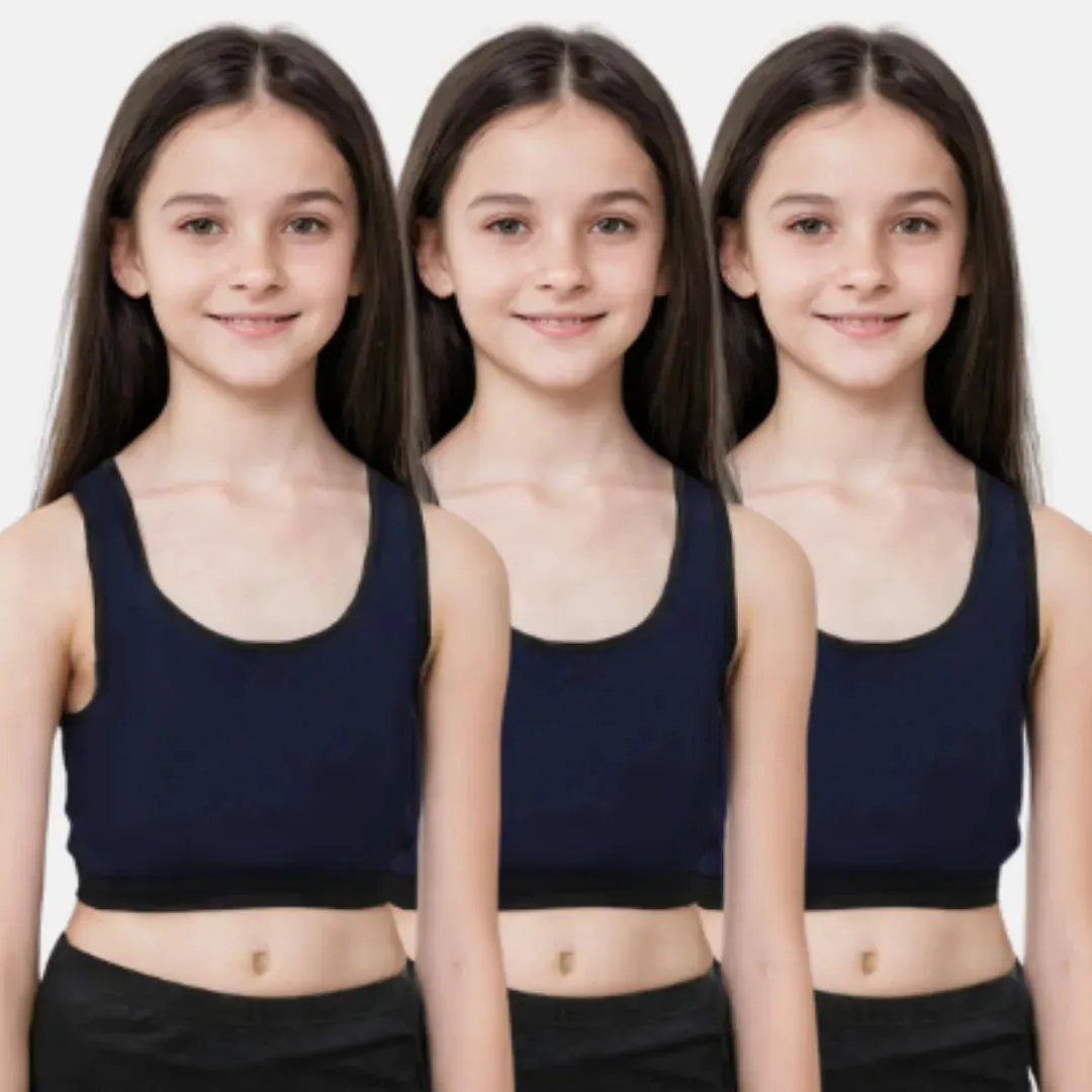 Flat Padded Teen Sports Bra | Padded Sports Bra | Wire-free | Pack Of 3