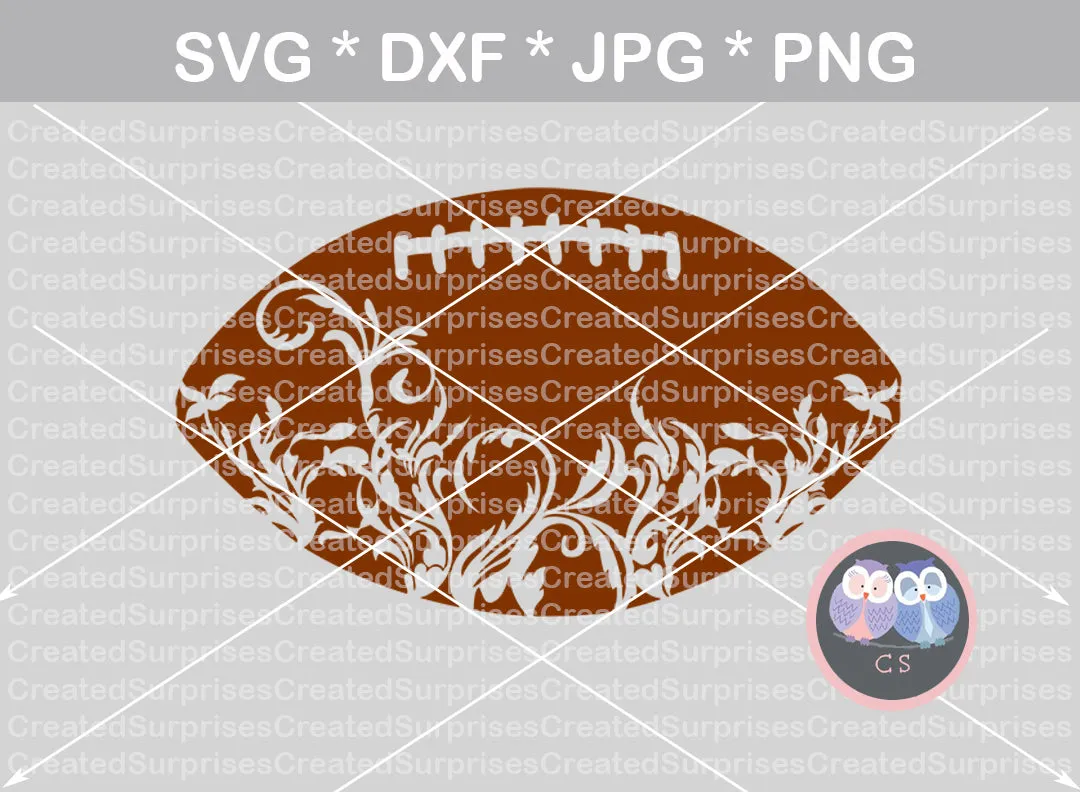 Flourish Football, sport, ball, digital download, SVG, DXF, cut file, personal, commercial, use with Silhouette Cameo, Cricut and Die Cutting Machines