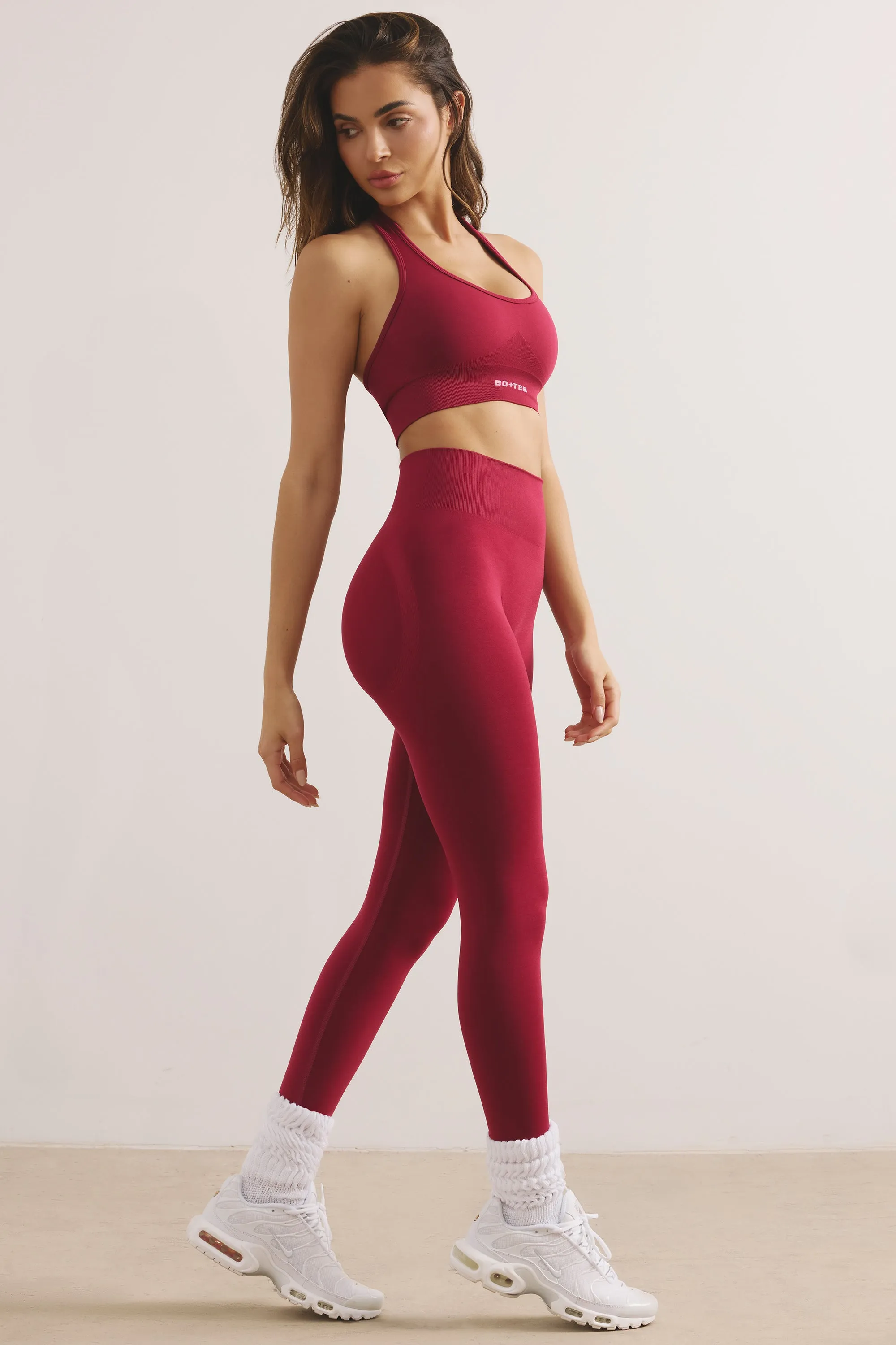 Focused - Halter Neck Define Luxe Sports Bra in Raspberry