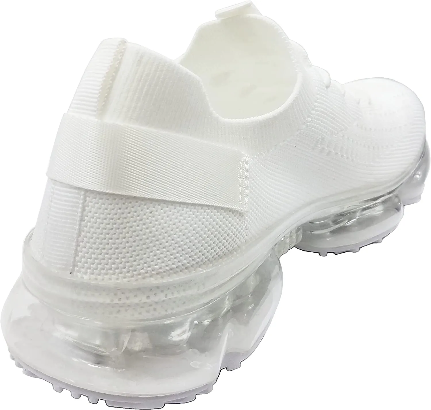 Forever Link Womens Air Cushion Fashion Sneakers Breathable Knit Comfortable Lightweight Walking Shoes, White, 7.5