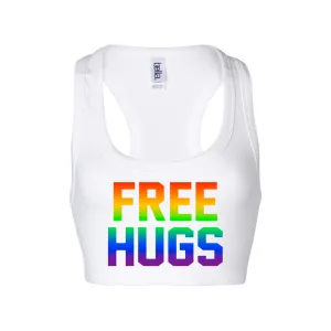 Free Hugs Rainbow Colorful Racerback Sports Bra