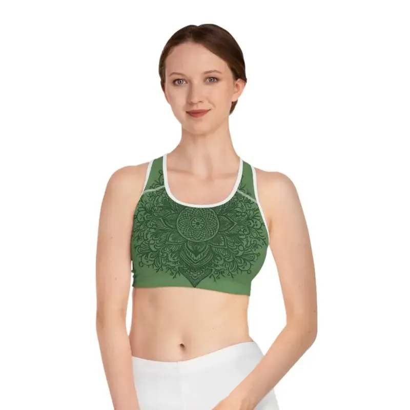 Funky Fusion Green Sports Bra for Bold Athletes