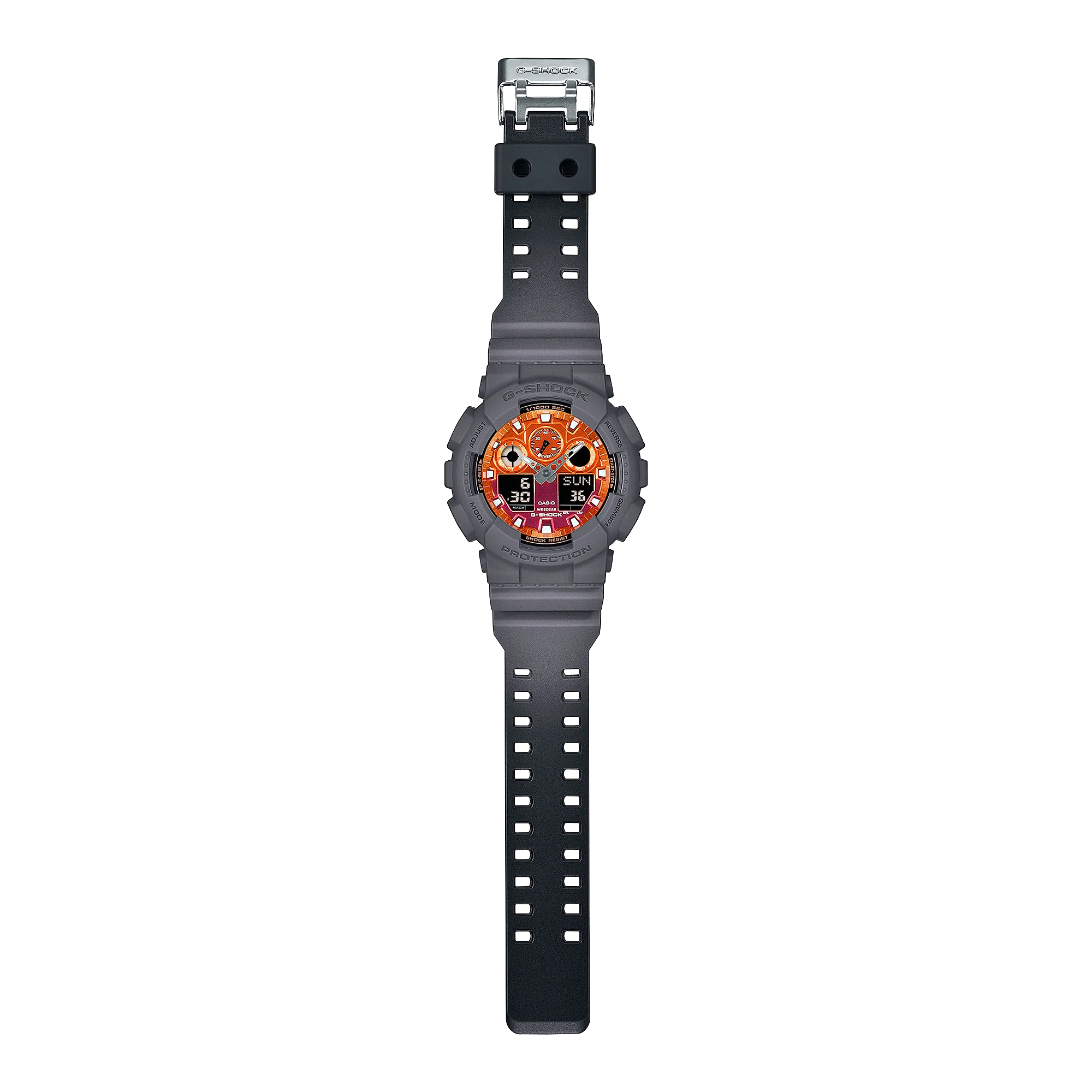 G-Shock Flames of Color Orange Gray GA-100 Series Watch